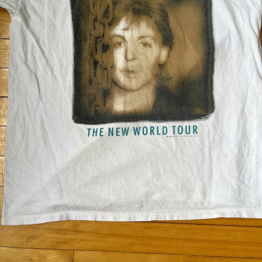Vtg 1993 Paul McCartney The New World Tour T-Shirt White XL slightly faded white - Picture 5 of 12
